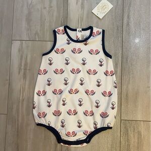 NWT TBBC Pima Cotton Patton Play Golf and Racquet Print Bubble Romper, 18-24M